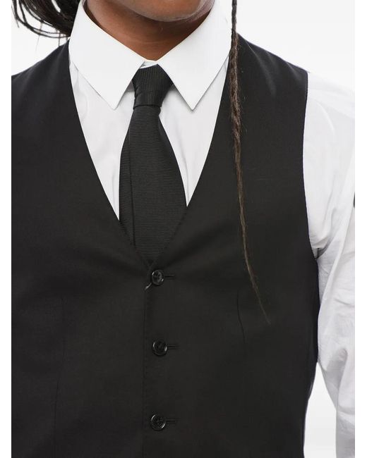 Corneliani Black Button-Down Wool Waistcoat for men