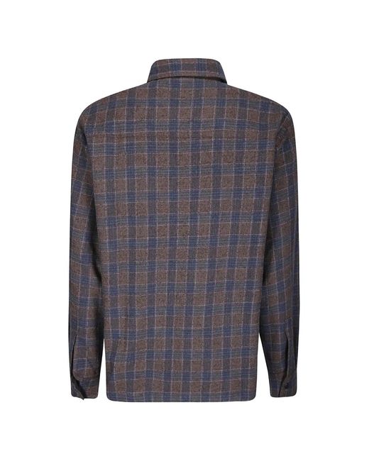GR10K Blue Plaid Snap-Button Overshirt for men
