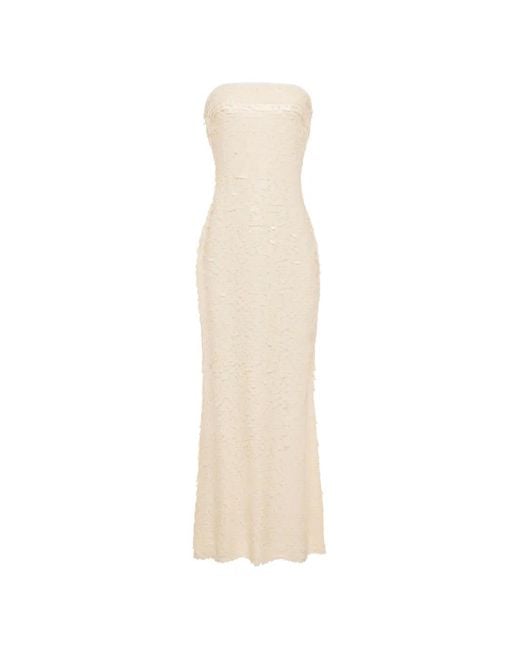 Simon Miller White Sculpty Sequin-Embellished Strapless Maxi Dress