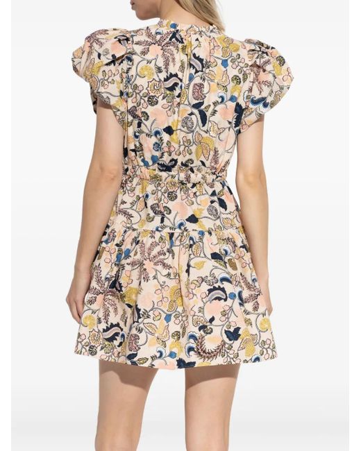 Robe Courte Fleurie À Manches Bouffantes Ulla Johnson en coloris Natural