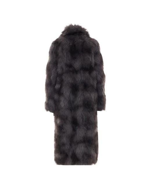 S.W.O.R.D Black Shearling-Texture Notch-Lapel Coat