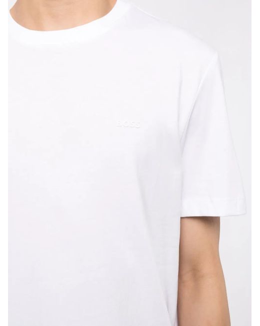 Boss White Cotton-Jersey T-Shirt With Logo Detail for men