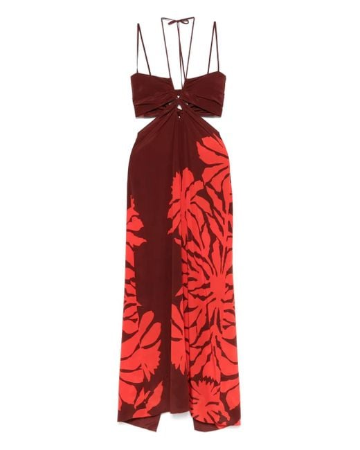 Johanna Ortiz Red Andalusian Rhythms Maxi Dress