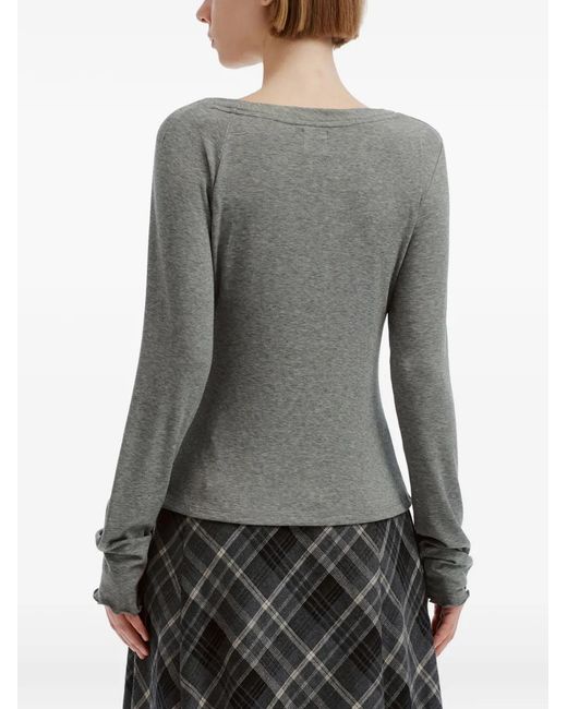 B+ AB Gray Knot-Detail Long-Sleeve Top