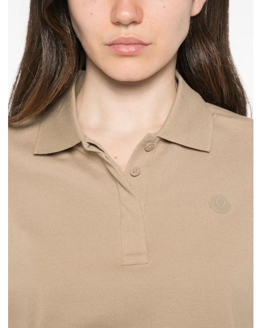Moncler Natural Logo-Patch Polo Top