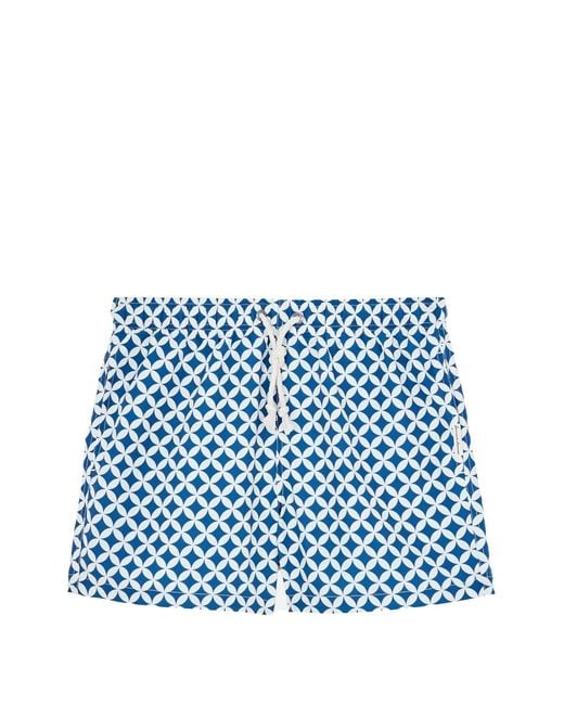 GASSA D'AMANTE Blue Amalfi Geometric-Print Swim Shorts for men