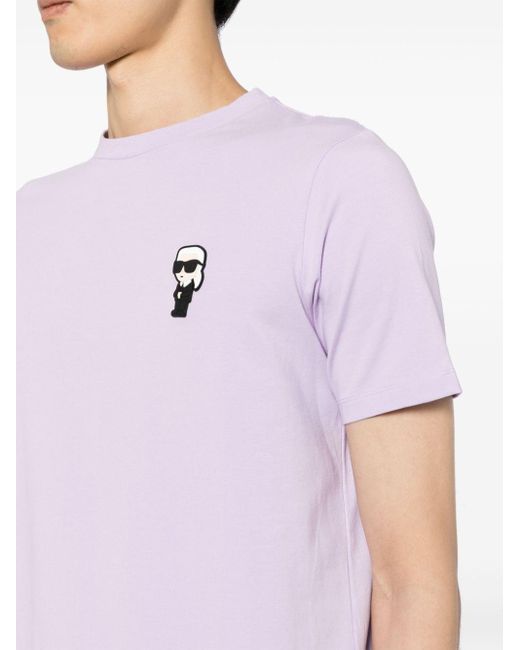 T-shirt en coton à logo imprimé Karl Lagerfeld pour homme en coloris Purple