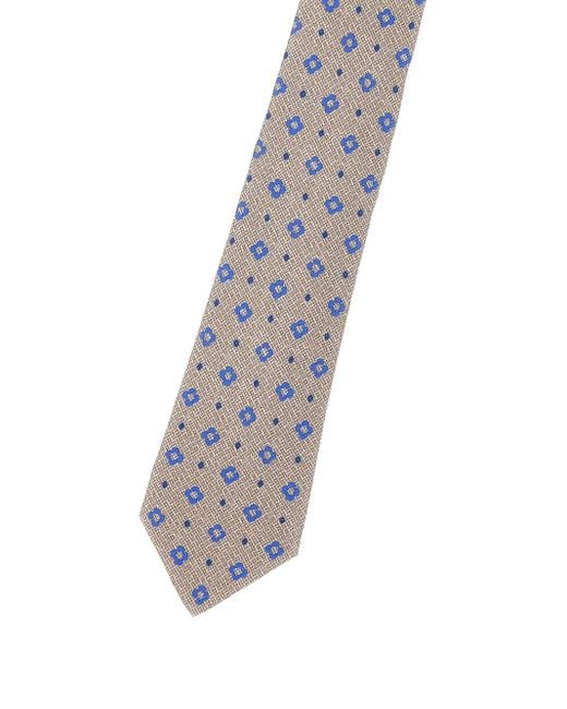 Kiton White Patterned Silk Tie for men
