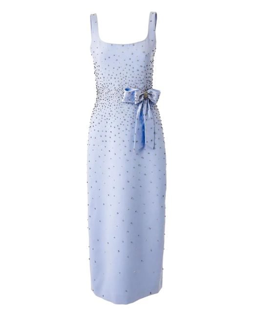 Carolina Herrera Midi-Jurk Verfraaid Met Kristallen in het Blue