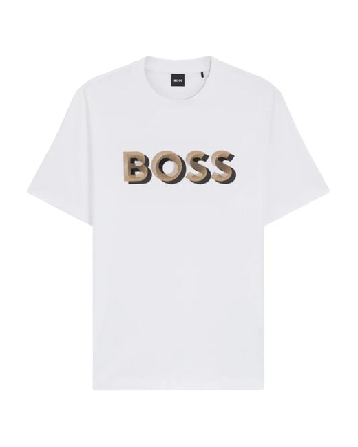 T-Shirt À Logo Imprimé Boss pour homme en coloris White