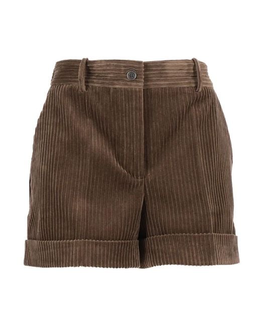 P.A.R.O.S.H. Brown Pleated Shorts