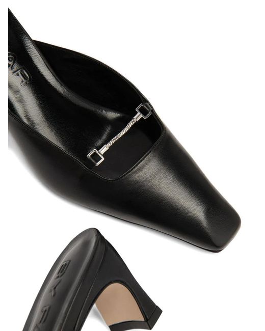By Far Black Leda Square-Toe Mules