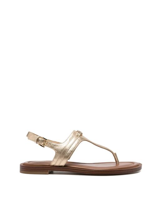 MICHAEL Michael Kors White Mandy T-Strap Flat Sandals