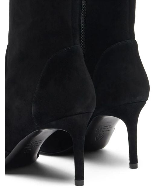 Stuart Weitzman Black 75Mm Stuart Power Zip-Detail Pointed-Toe Boots