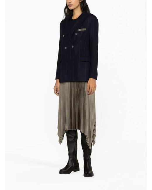 Fabiana Filippi Black Stripe-Detail Double-Breasted Blazer