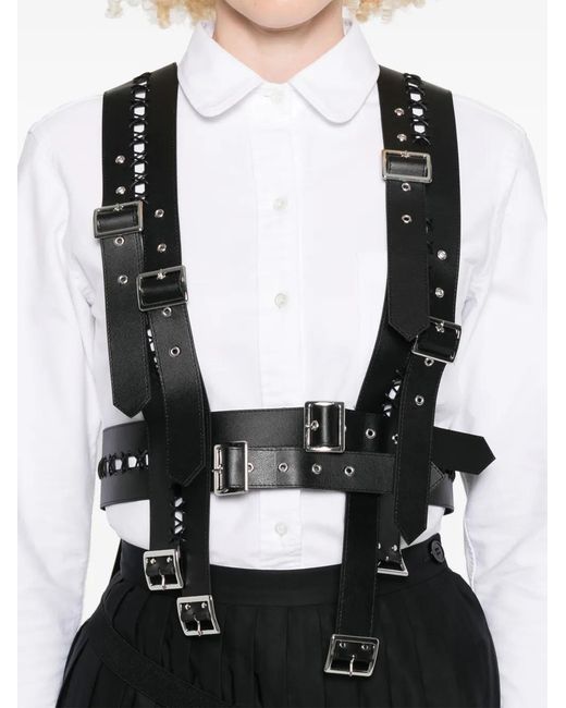Noir Kei Ninomiya Black Faux-Leather Harness Vest