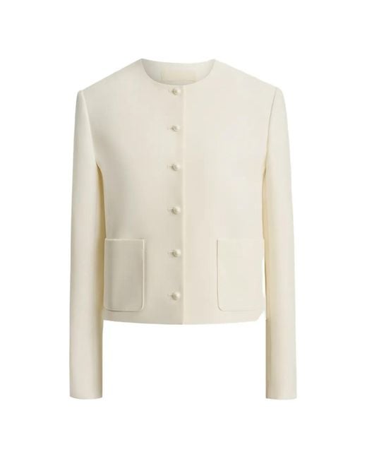 12 STOREEZ White Sofia Button-Fastening Jacket