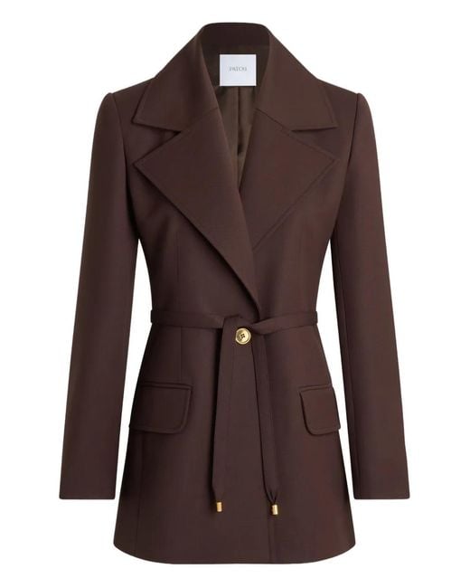 Chaqueta De Lana Con Botones Y Cinturón Patou de color Brown