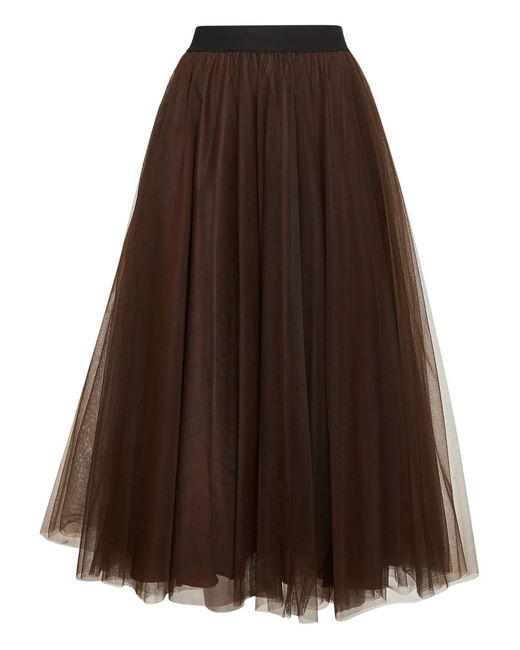Blanca Vita Brown Elasticated-Waistband Tulle Skirt