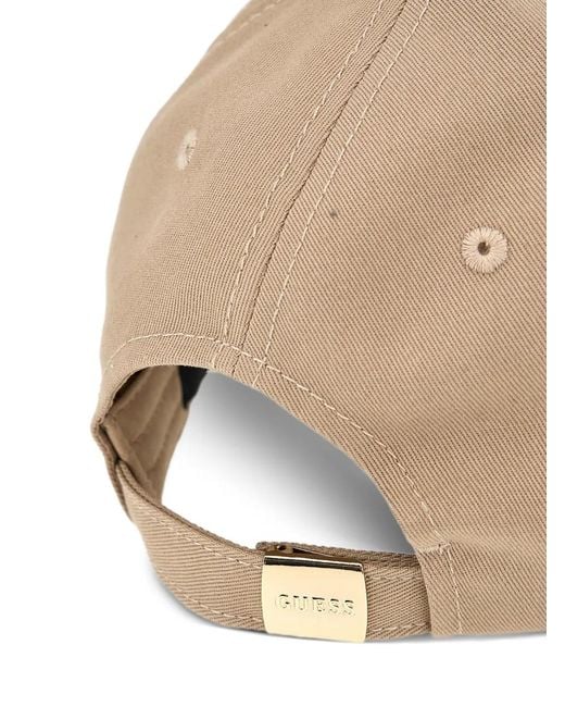 Guess Natural Logo-Plaque Gabardine Baseball Cap