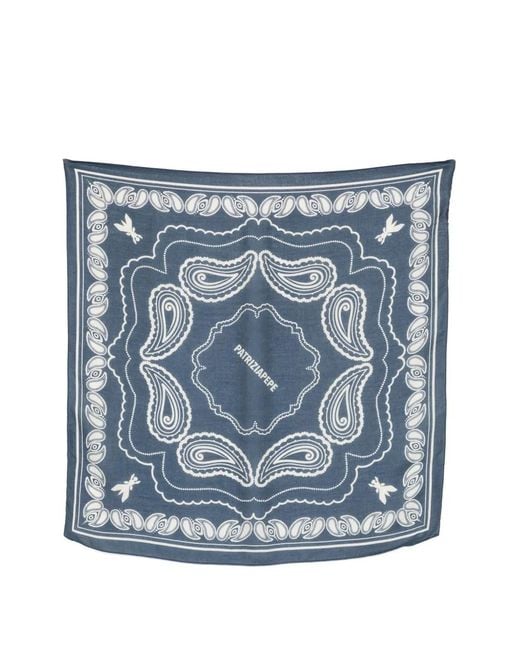 Patrizia Pepe Blue Graphic-Print Scarf