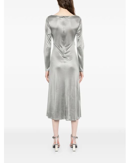 Tory Burch Gray Ruched Midi Dress