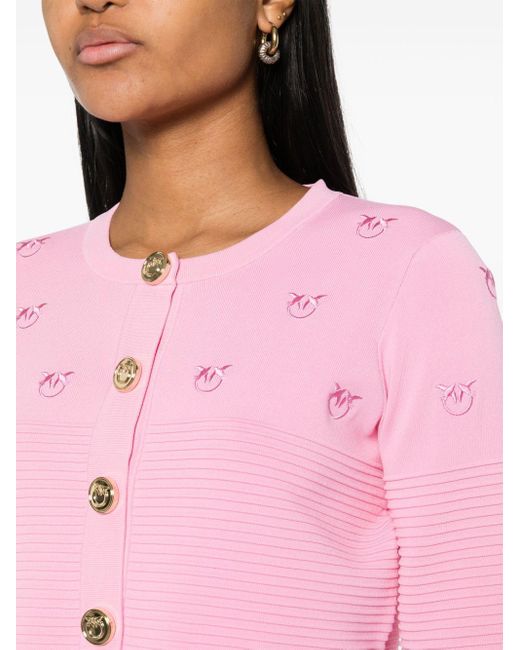 Cardigan à motif Love Birds en jacquard Pinko en coloris Pink
