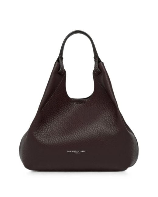 Gianni Chiarini Black Dua Medium Hammered-Leather Tote Bag