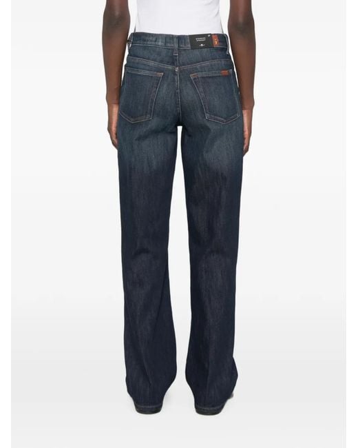 7 For All Mankind Blue Stovepipe Belt-Loop Jeans