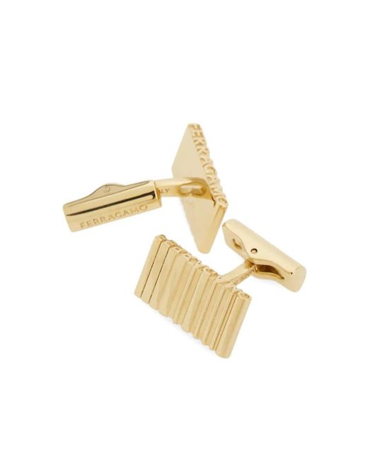 Ferragamo White Logo Cufflinks for men