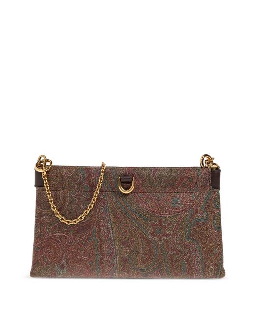 Etro Brown Mini Talk Paisley Clutch Bag