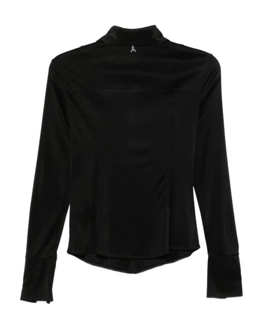 Patrizia Pepe Black Pointed-Collar Blouse