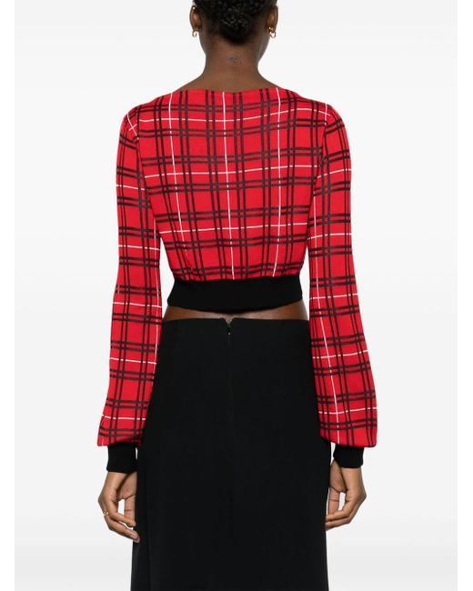 Marni Red Check-pattern Cropped Jumper
