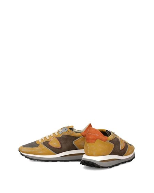 Philippe Model Brown Colour-Blocked Running Sneakers for men