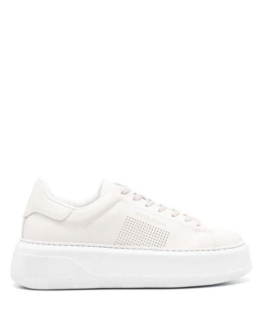 Woolrich White Chunky Court Leather Sneakers