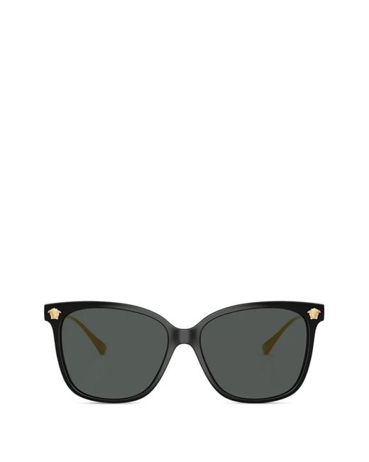 Versace Black Medusa Plaque Square-Frame Sunglasses