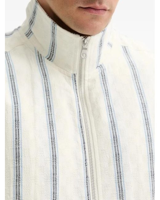 Les Deux White Striped Zip-Up Jacket for men