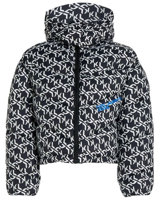 Karl Lagerfeld Black Monogram-pattern Puffer Jacket