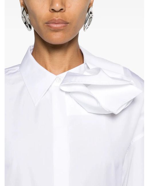 McQueen White Rose-appliqué Shirt