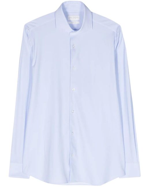 Dell'Oglio Blue Striped Classic-Collar Shirt for men