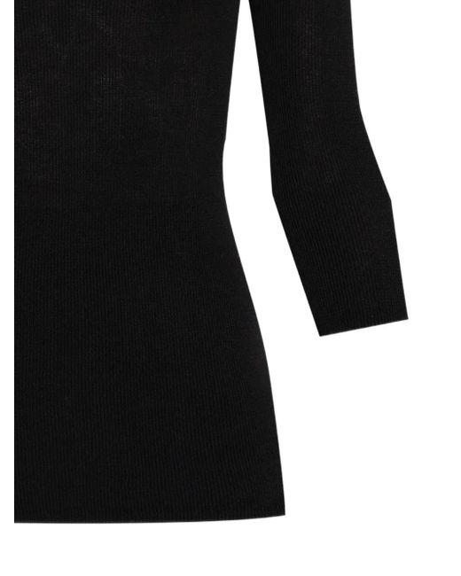 Isabel Marant Black Geripptes Top mit V-Ausschnitt
