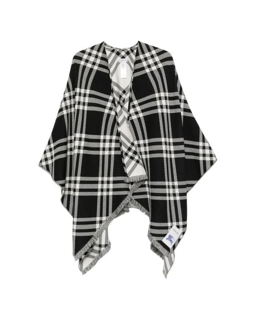 Capa Check Deshilachada Burberry de color Black