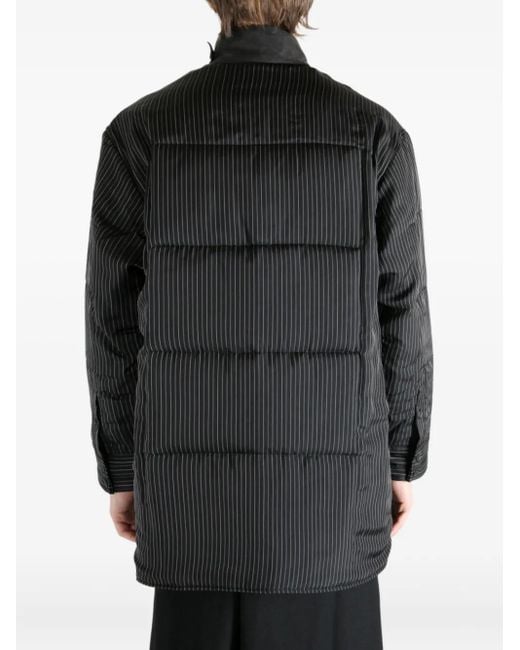 Yohji Yamamoto Black Pinstripe Pattern Padded Coat for men