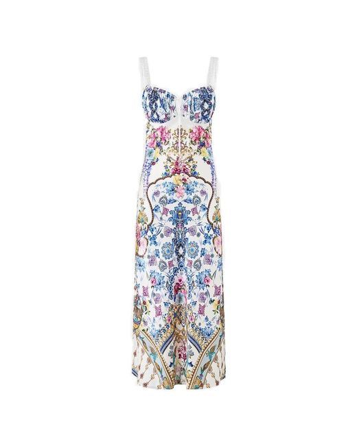 Camilla White All About That Lace Gathered Bodice Print Maxi Dress