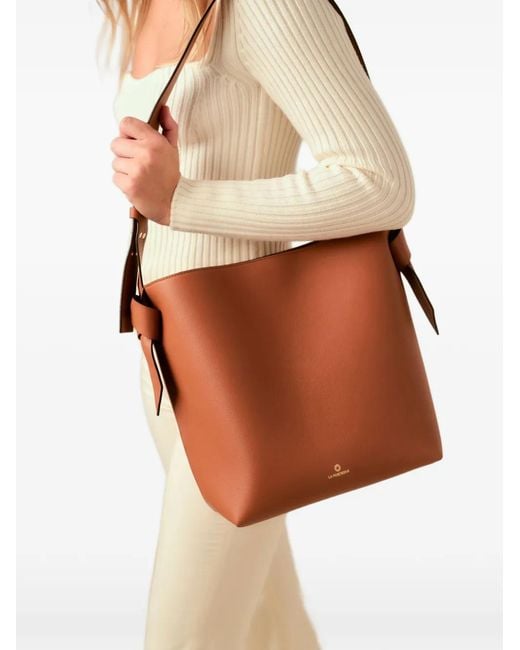 La Portegna Brown Paula Knot-Detail Shoulder Bag