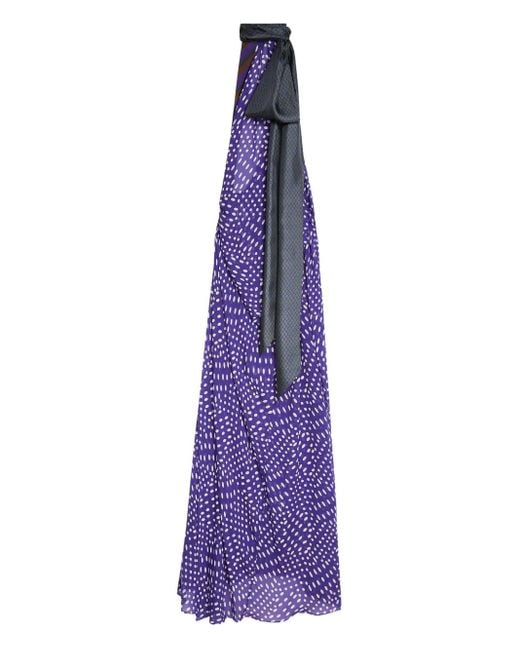 Dries Van Noten Purple Gepunktetes Maxikleid