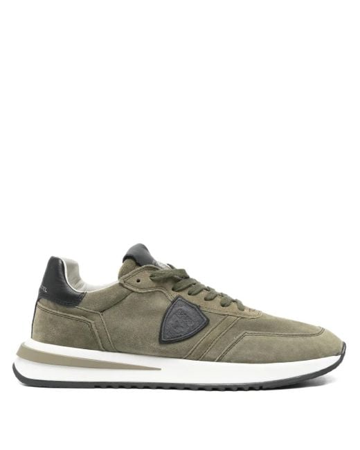 Philippe Model Green Suede Leather Sneakers for men