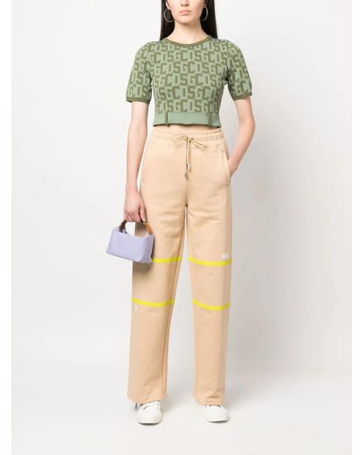 Gcds Green Matilda Monogram Cropped Top