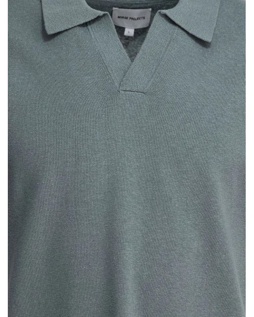Norse Projects Blue Knitted V-Neck T-Shirt for men