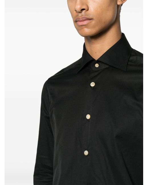 Kiton Black Long-sleeve Cotton Shirt for men